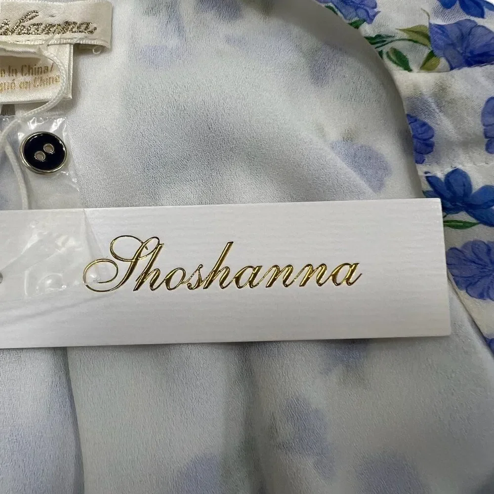 Shoshanna NWT Helena Floral Tie Shoulder V-Neck Midi Dress Lined Size 12 - Picture 7 of 9